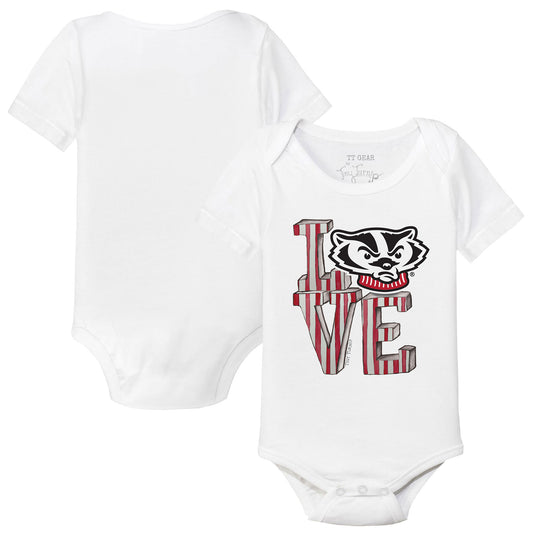 Infant Tiny Turnip  White Wisconsin Badgers Love Bodysuit