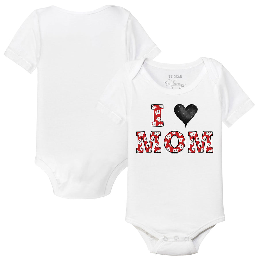 Infant Tiny Turnip  White Wisconsin Badgers I Love Mom Bodysuit