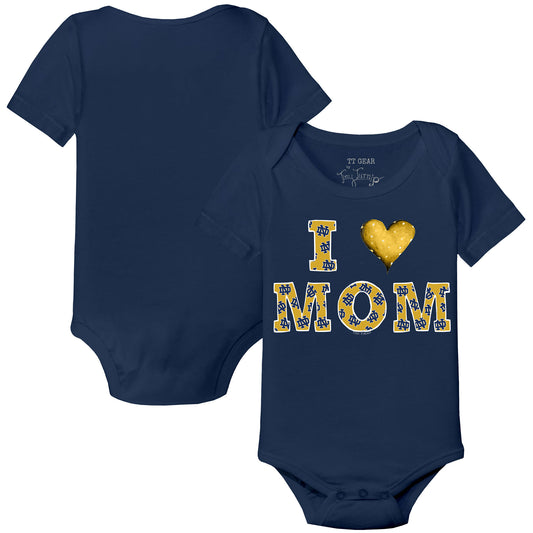 Infant Tiny Turnip  Navy Notre Dame Fighting Irish I Love Mom Bodysuit