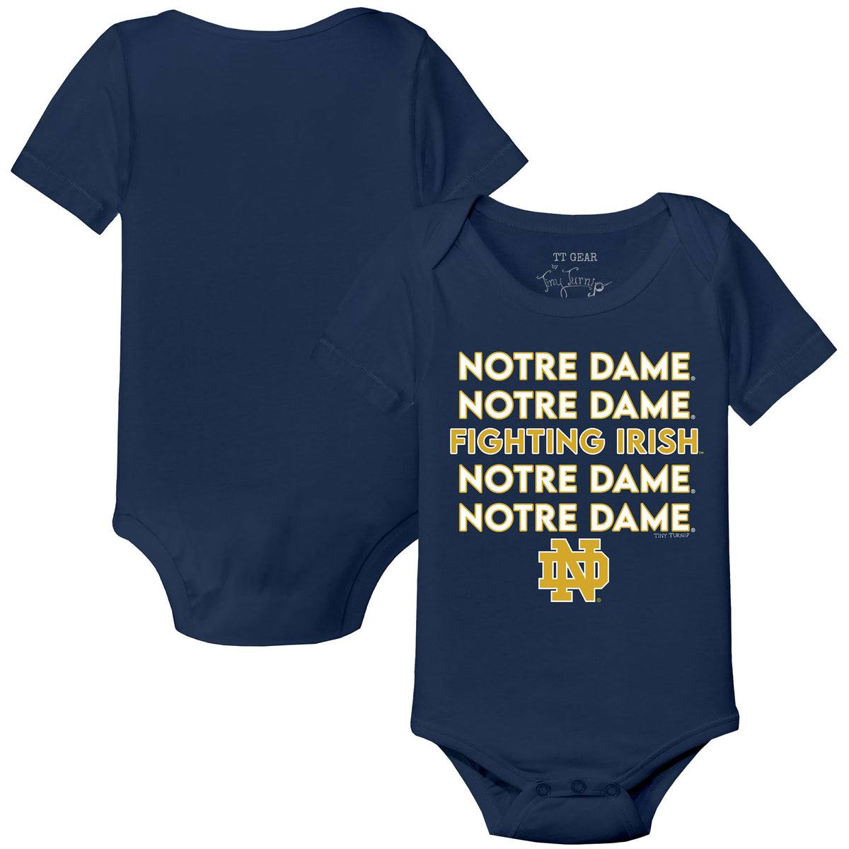 Infant Tiny Turnip  Navy Notre Dame Fighting Irish Stacked Bodysuit