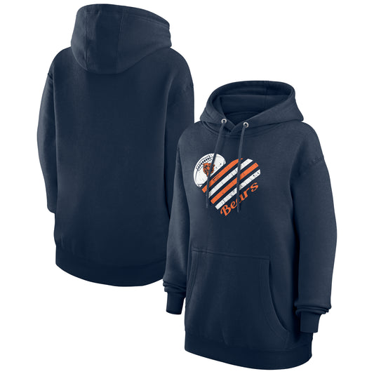 Women's G-III 4Her by Carl Banks  Navy Chicago Bears Heart Graphic Fleece Pullover Hoodie