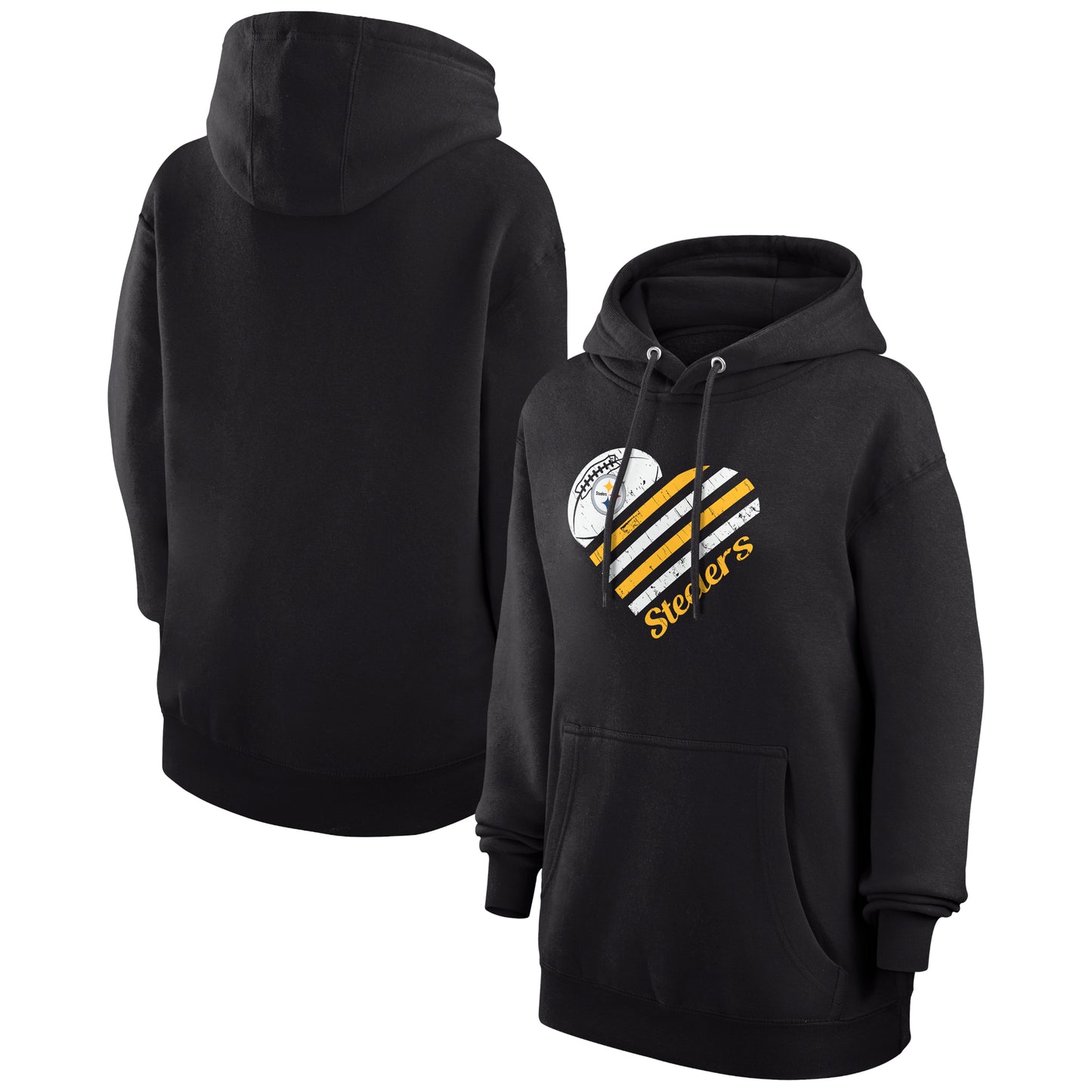 Women's G-III 4Her by Carl Banks  Black Pittsburgh Steelers Heart Graphic Fleece Pullover Hoodie