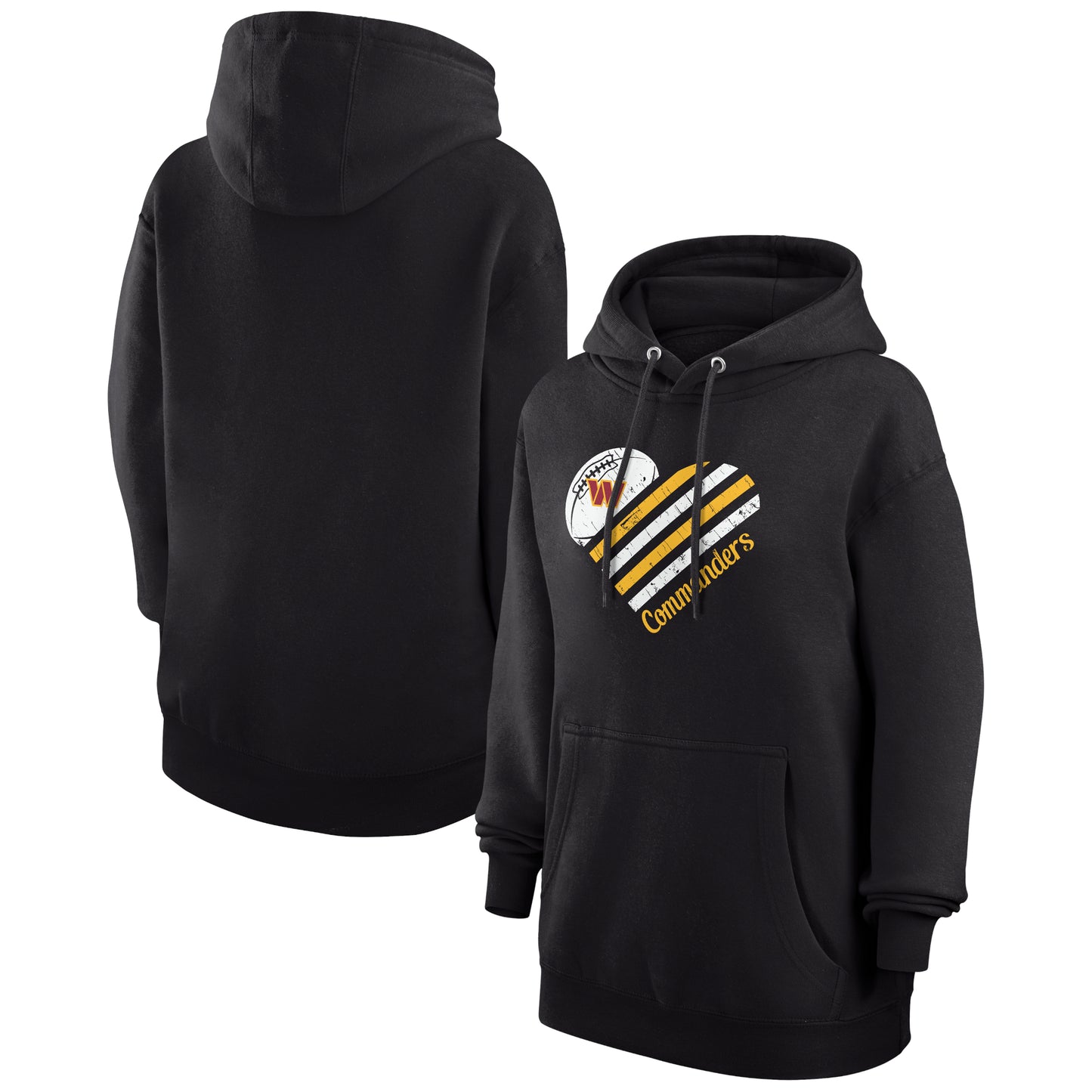 Women's G-III 4Her by Carl Banks  Black Washington Commanders Heart Graphic Fleece Pullover Hoodie