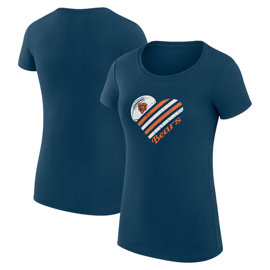 Women's G-III 4Her by Carl Banks Navy Chicago Bears Heart Graphic Fitted T-Shirt