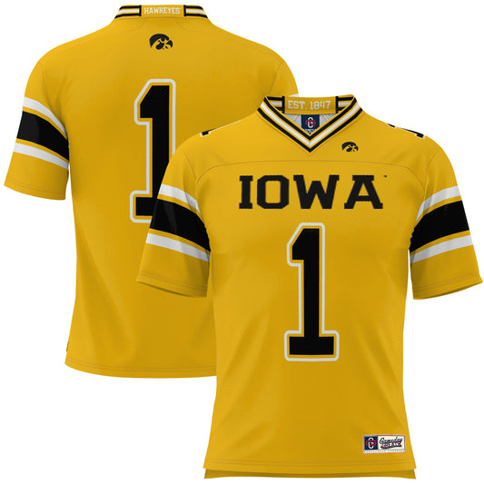 Men's GameDay Greats #1 Gold Iowa Hawkeyes Football Jersey