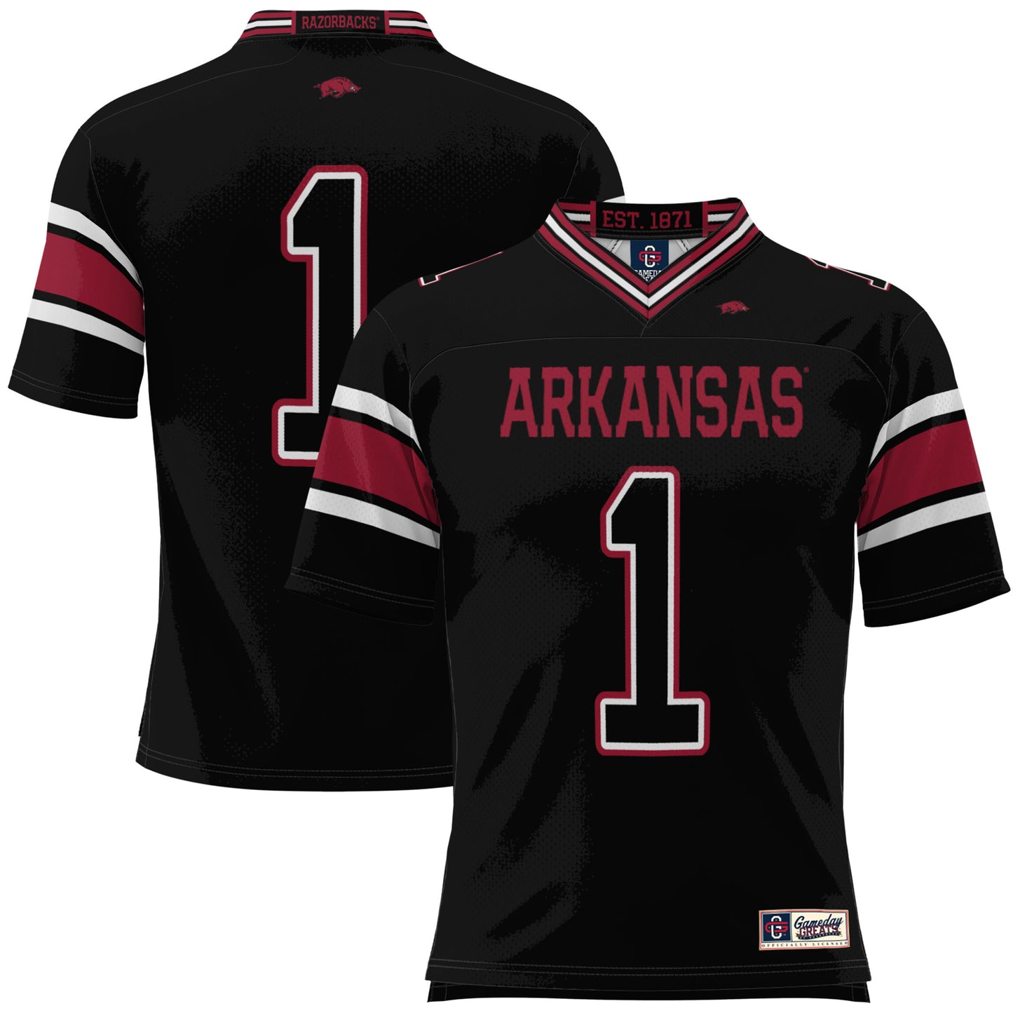 Men's GameDay Greats #1 Black Arkansas Razorbacks Football Jersey