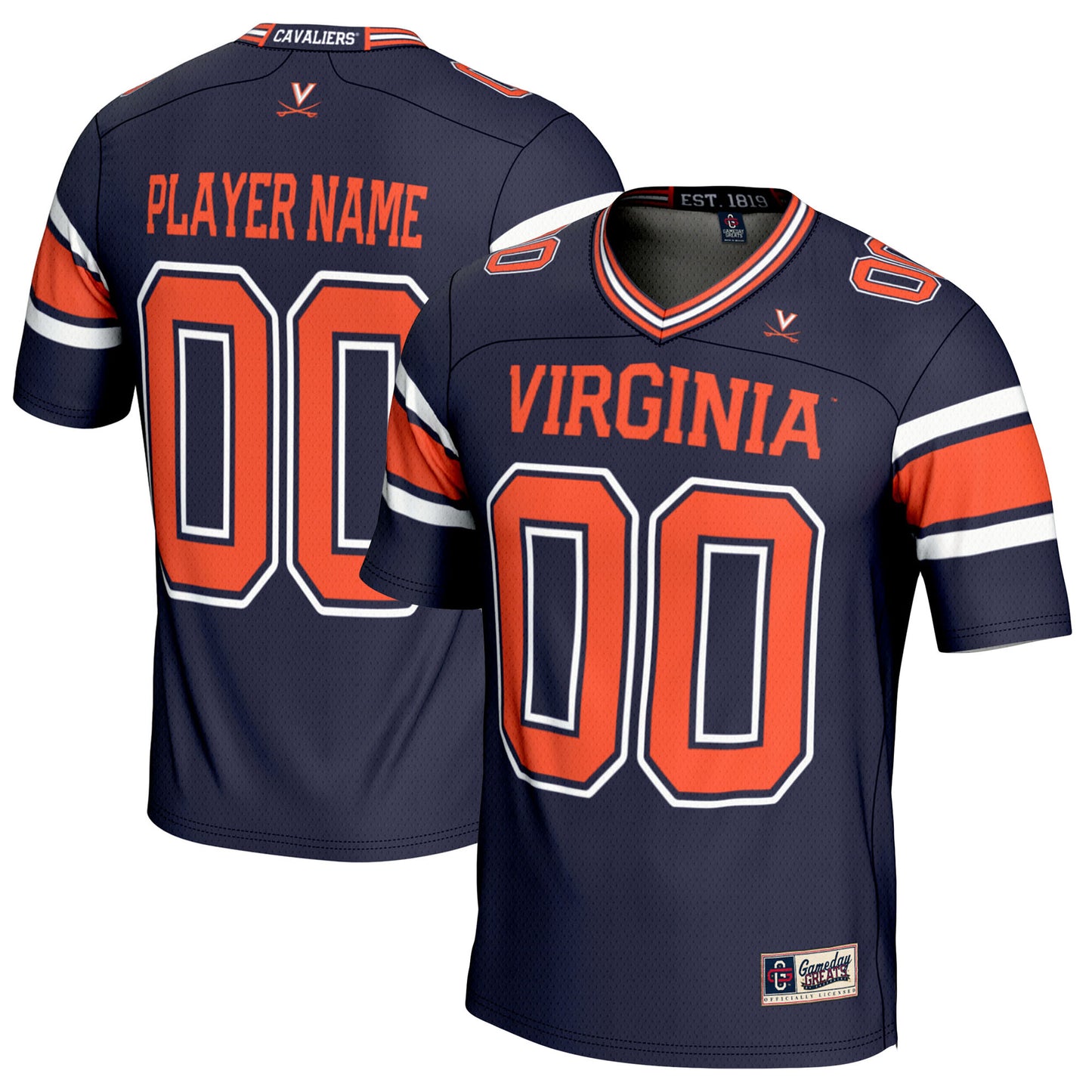 Men's GameDay Greats Navy Virginia Cavaliers NIL Pick-A-Player Football Jersey