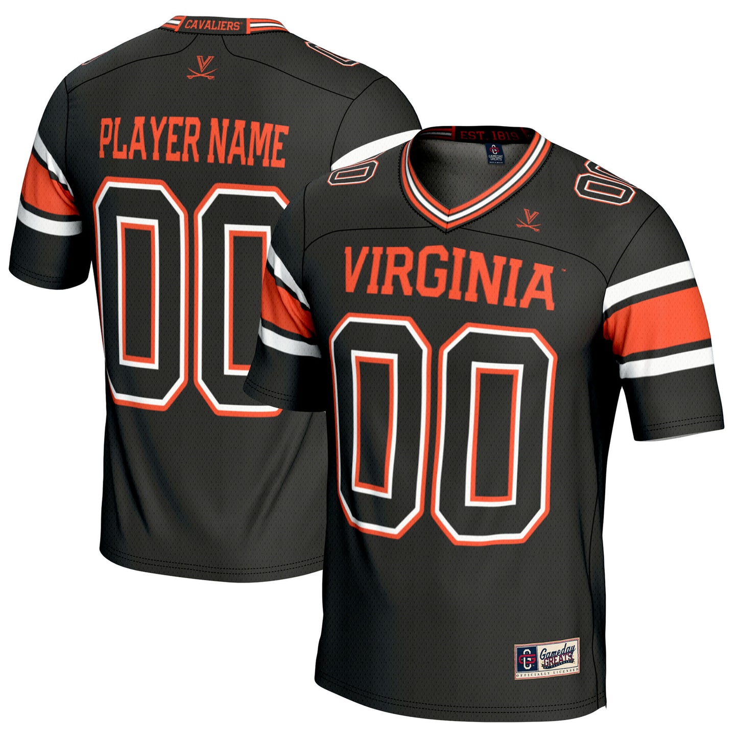 Men's GameDay Greats Black Virginia Cavaliers NIL Pick-A-Player Football Jersey