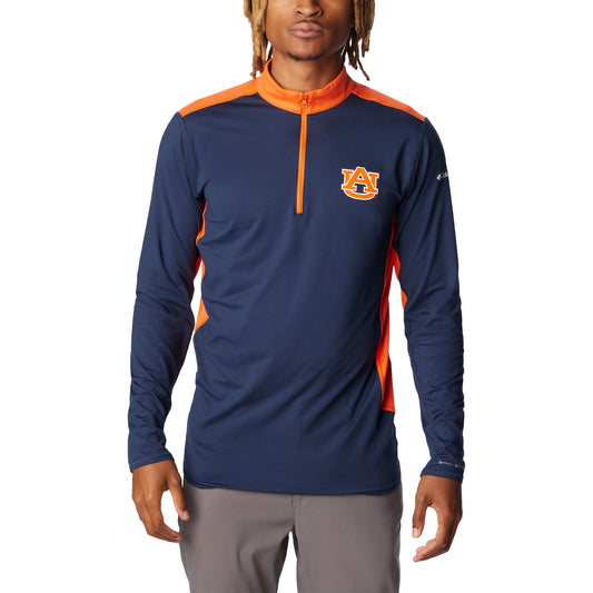 Men's Columbia Navy Auburn Tigers Tech Trail™ Omni-Shade Quarter-Zip Top