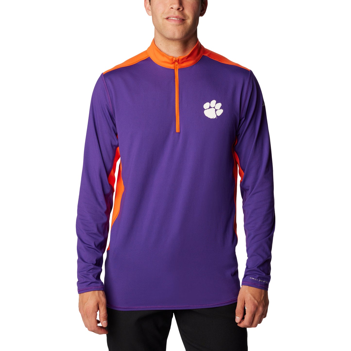 Men's Columbia Purple Clemson Tigers Tech Trail™ Omni-Shade Quarter-Zip Top