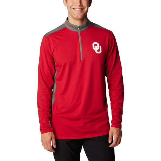 Men's Columbia Crimson Oklahoma Sooners Tech Trail™ Omni-Shade Quarter-Zip Top