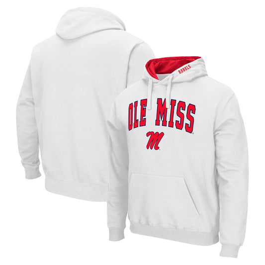 Men's Colosseum White Ole Miss Rebels Arch & Logo 3.0 Pullover Hoodie