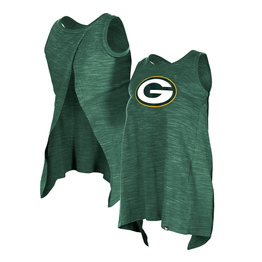 Women's New Era  Green Green Bay Packers Plus Size Space Dye Active Tank Top