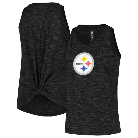 Women's New Era  Black Pittsburgh Steelers Plus Size Space Dye Active Tank Top