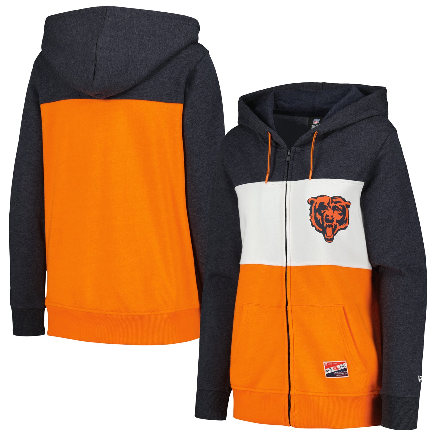 Women's New Era Navy Chicago Bears Color-Block Full-Zip Hoodie