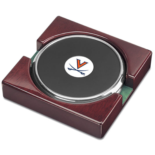 Silver Virginia Cavaliers Two-Piece Coaster Set
