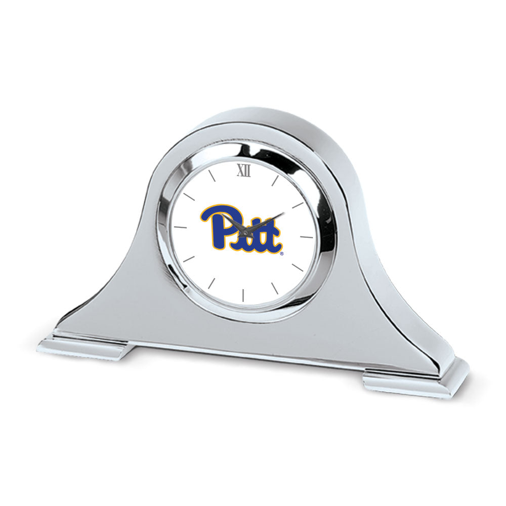 Silver Pitt Panthers Napoleon Desk Clock