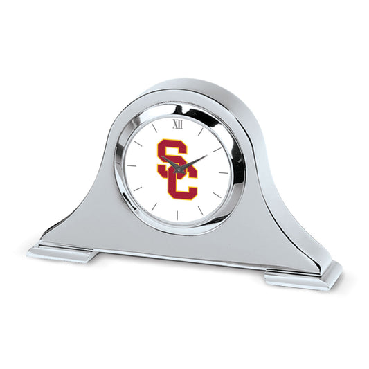 Silver USC Trojans Napoleon Desk Clock