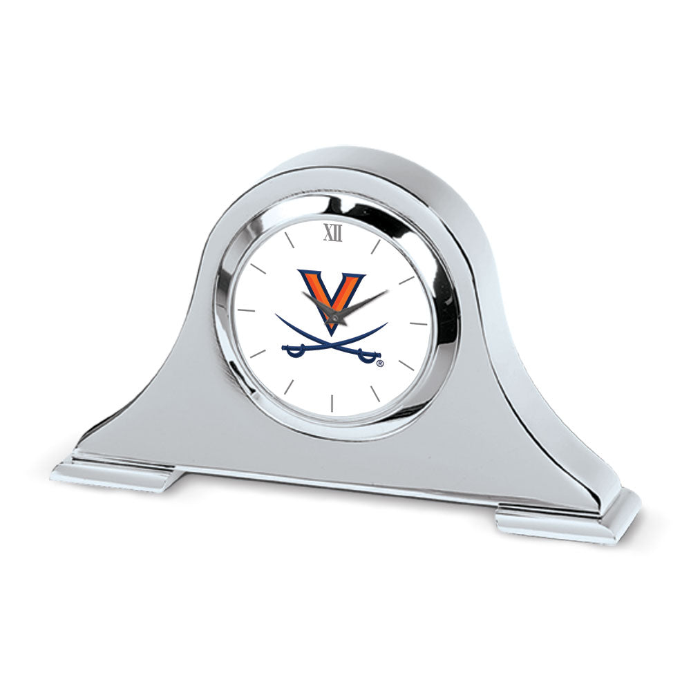 Silver Virginia Cavaliers Napoleon Desk Clock
