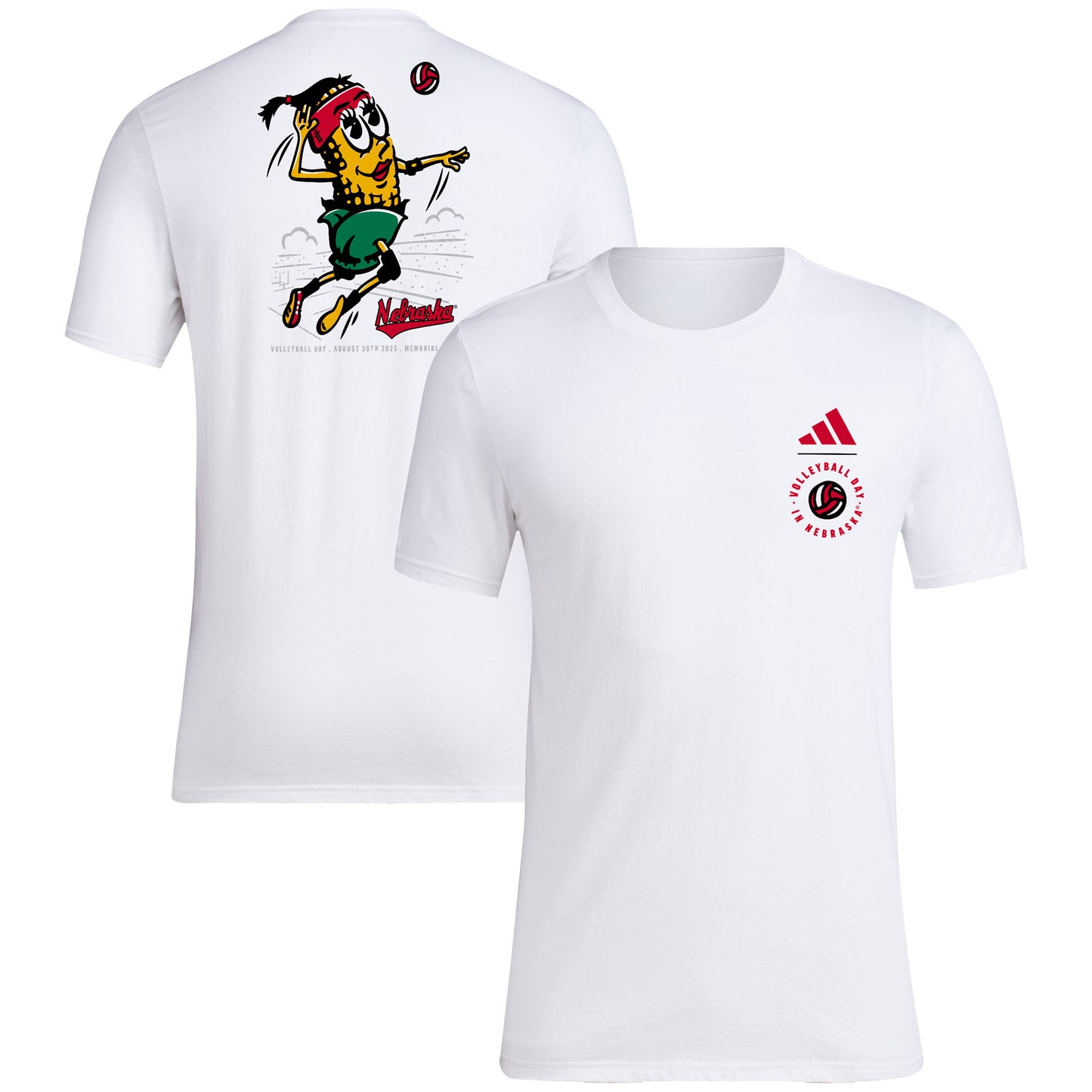 Men's adidas  White Nebraska Huskers Cornetta Volleyball Day Fresh T-Shirt