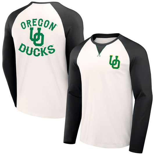 Men's Darius Rucker Collection by Fanatics Cream/Black Oregon Ducks Raglan Long Sleeve T-Shirt