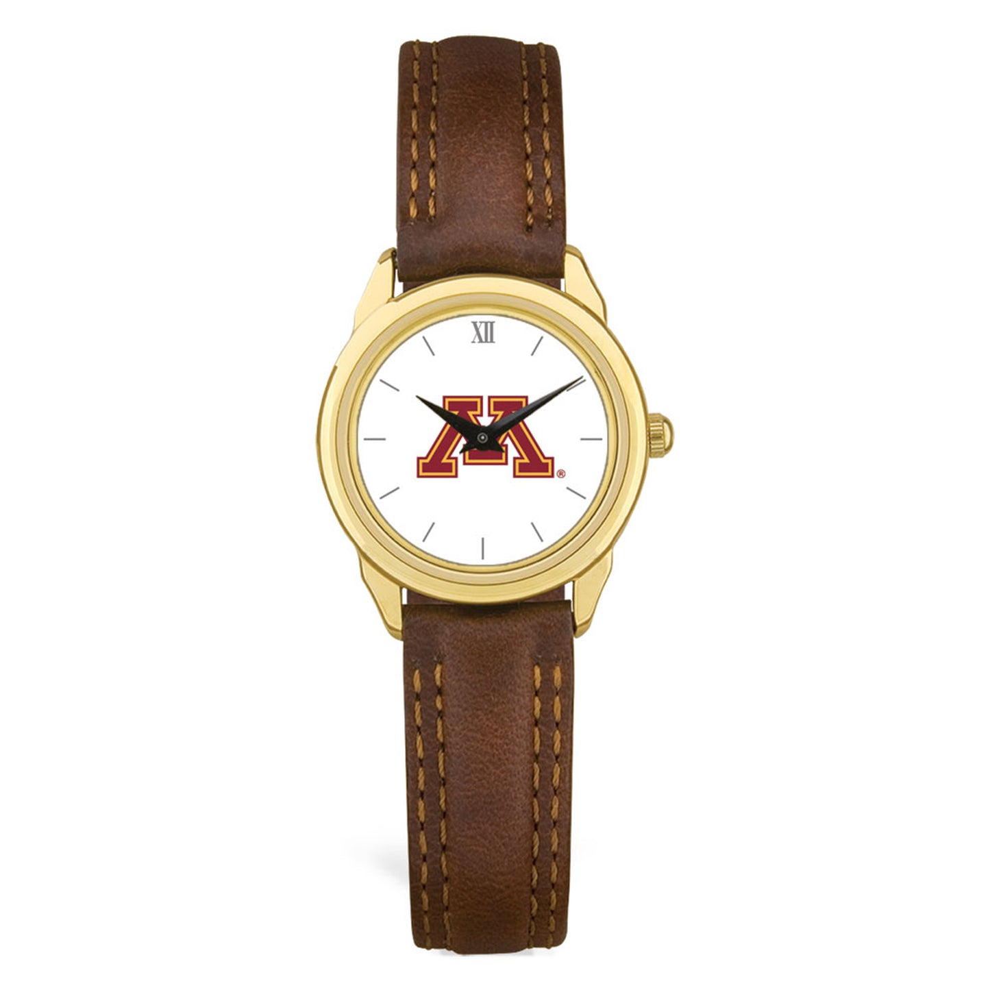 Women's  Gold Minnesota Golden Gophers Brown Leather Watch