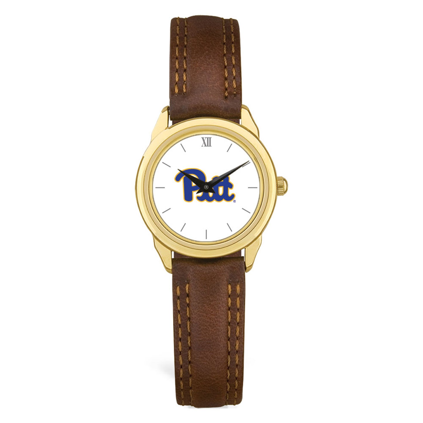 Women's  Gold Pitt Panthers Brown Leather Watch