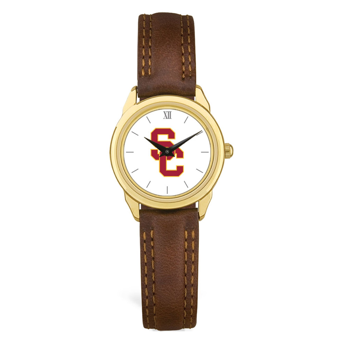 Women's  Gold USC Trojans Brown Leather Watch