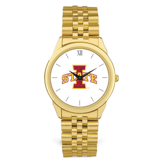 Men's Gold Iowa State Cyclones Rolled Link Bracelet Wristwatch