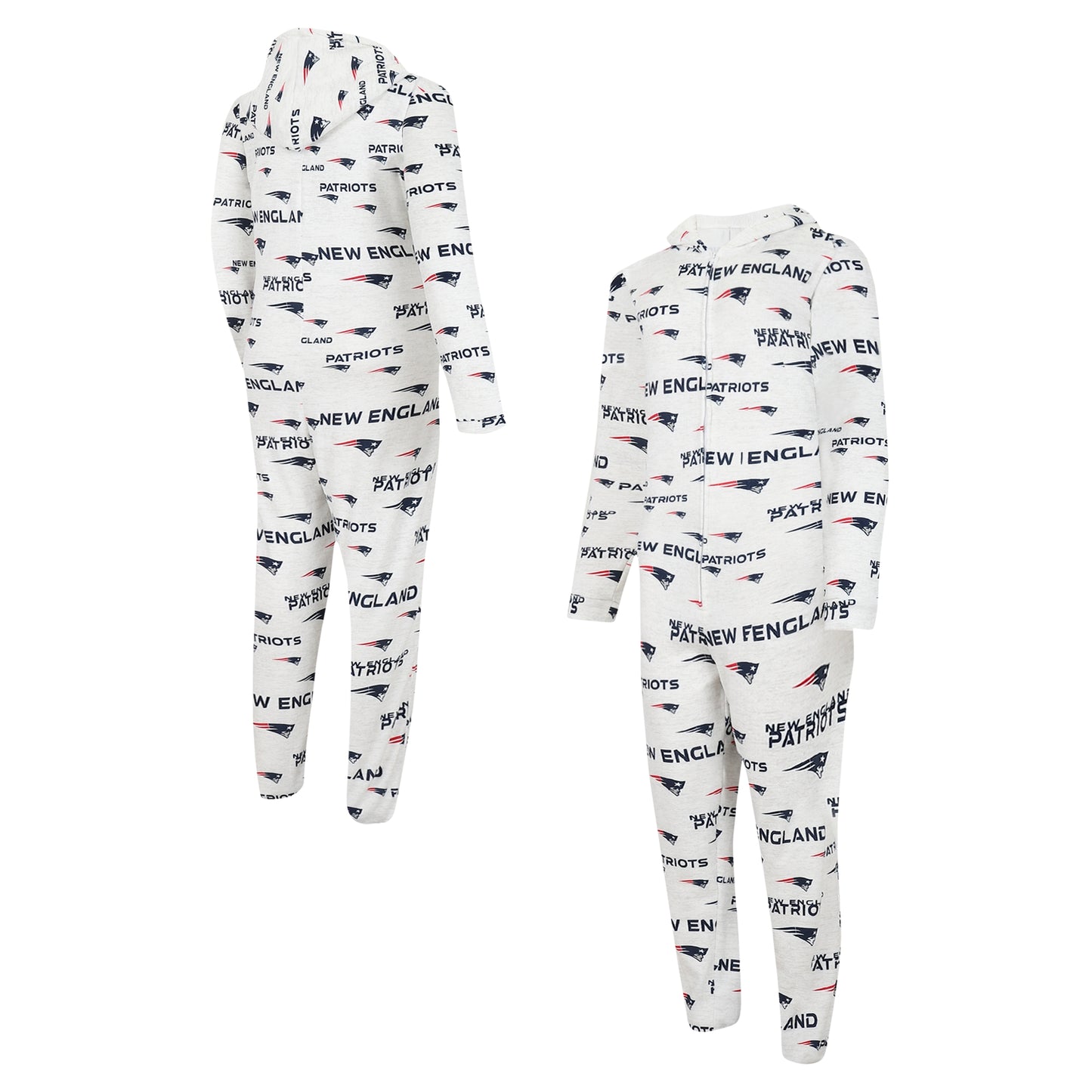 Men's Concepts Sport White New England Patriots Allover Print Docket Union Full-Zip Hooded Pajama Suit