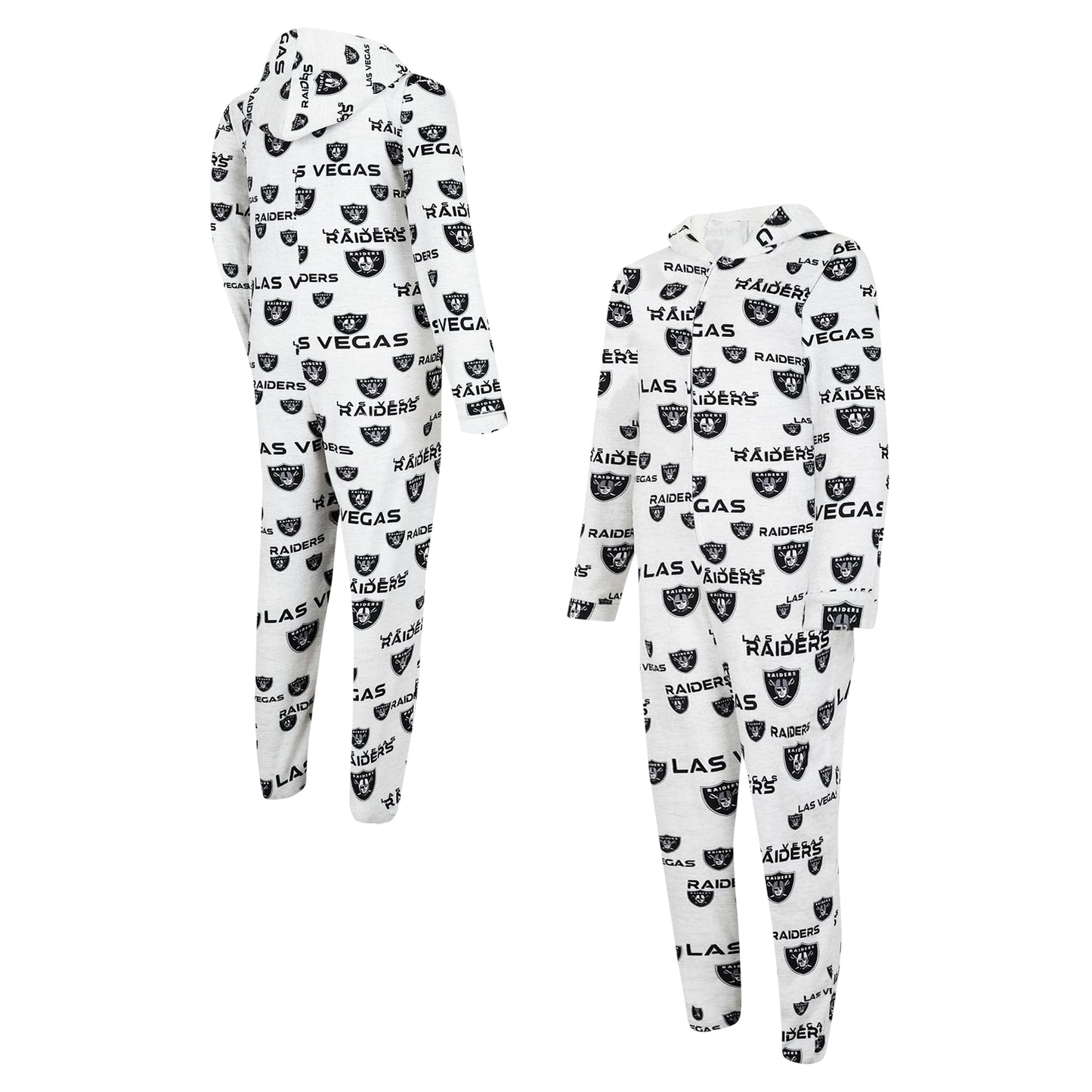 Men's Concepts Sport White Las Vegas Raiders Allover Print Docket Union Full-Zip Hooded Pajama Suit