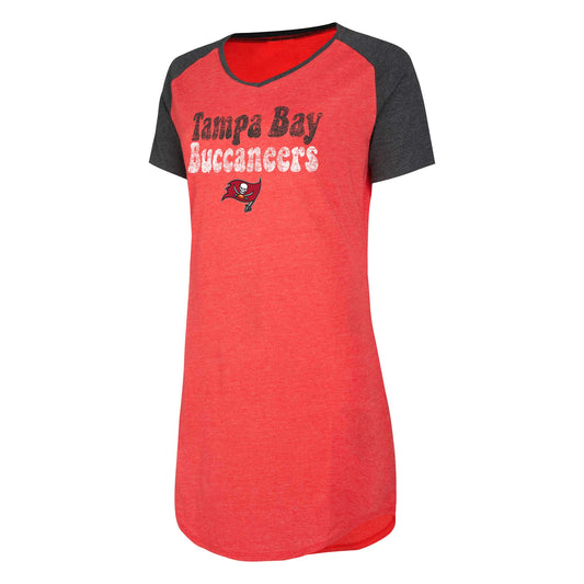 Women's Concepts Sport Red/Black Tampa Bay Buccaneers Raglan V-Neck Nightshirt