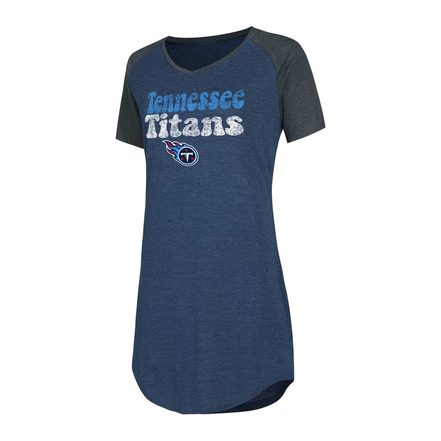 Women's Concepts Sport Navy/Charcoal Tennessee Titans Raglan V-Neck Nightshirt