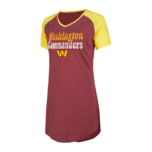 Women's Concepts Sport Burgundy/Gold Washington Commanders Raglan V-Neck Nightshirt