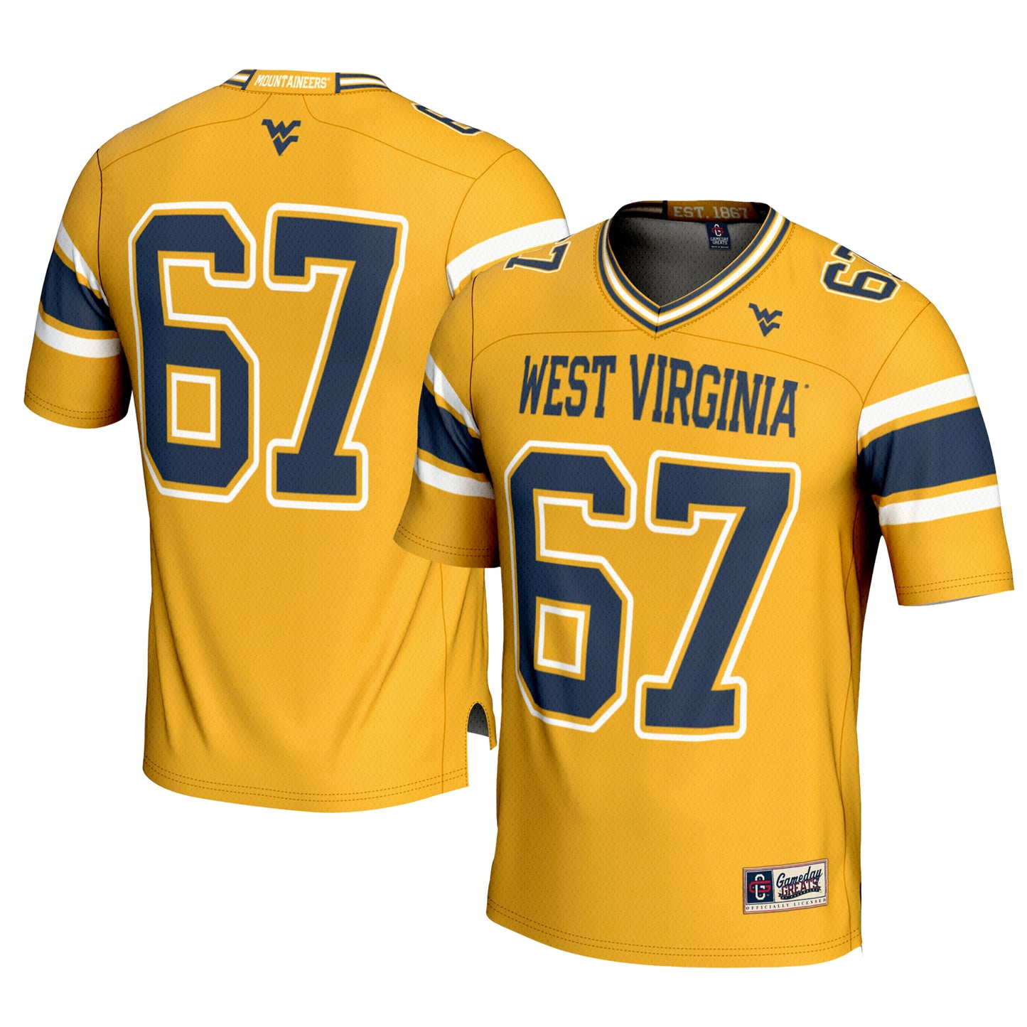 Men's GameDay Greats #1 Gold West Virginia Mountaineers Football Jersey