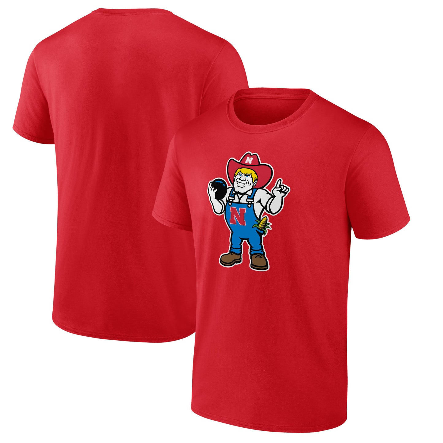 Men's  Scarlet Nebraska Huskers Herbie Husker Bowling T-Shirt