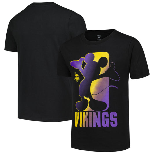 Youth Black Minnesota Vikings Disney Cross Fade T-Shirt