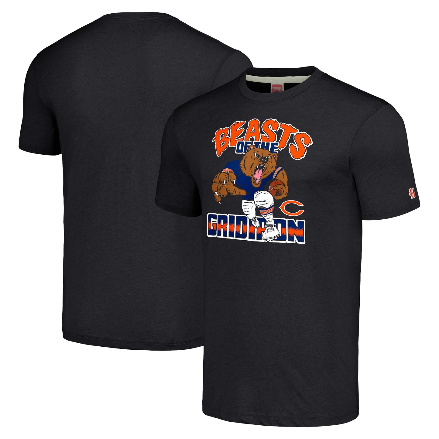 Unisex Homage  Charcoal Chicago Bears Monsters of the Gridiron Halloween Tri-Blend T-Shirt