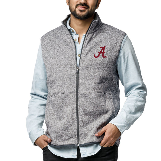 Men's League Collegiate Wear  Heather Gray Alabama Crimson Tide  Saranac Full-Zip Vest