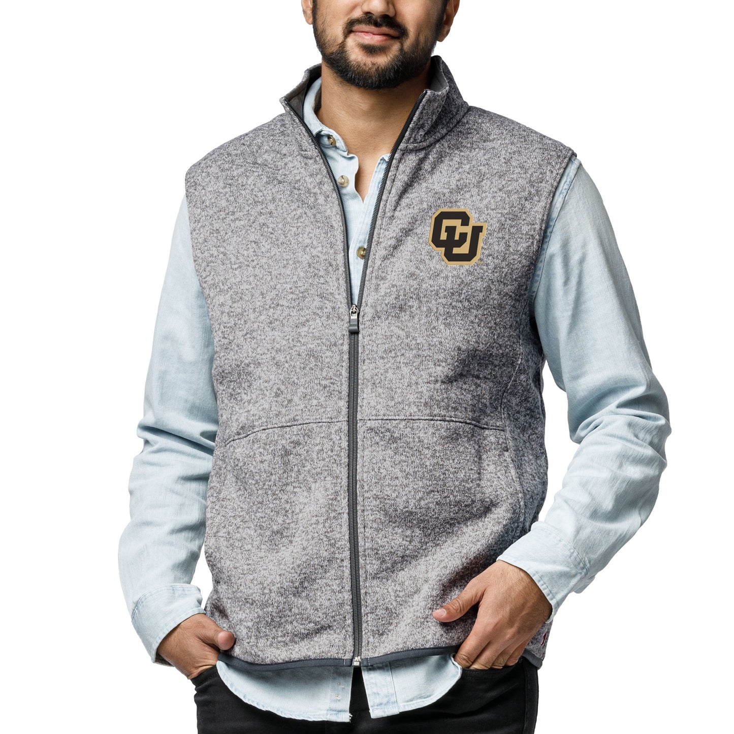 Men's League Collegiate Wear  Heather Gray Colorado Buffaloes  Saranac Full-Zip Vest