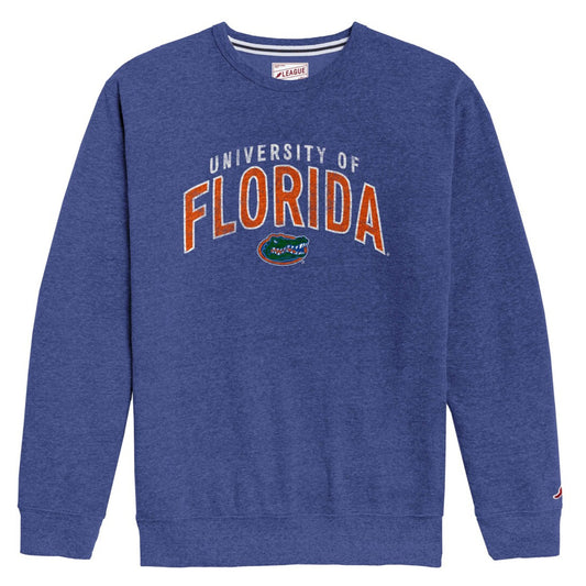 Men's League Collegiate Wear  Heather Royal Florida Gators  Heritage Tri-Blend Pullover Sweatshirt