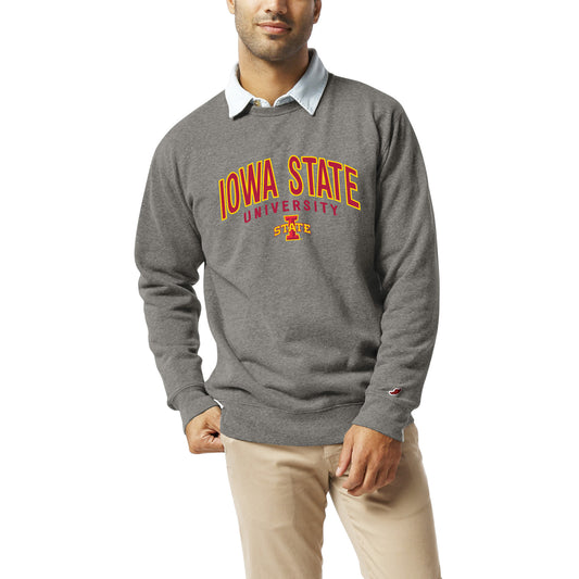 Men's League Collegiate Wear  Heather Gray Iowa State Cyclones  Heritage Tri-Blend Pullover Sweatshirt