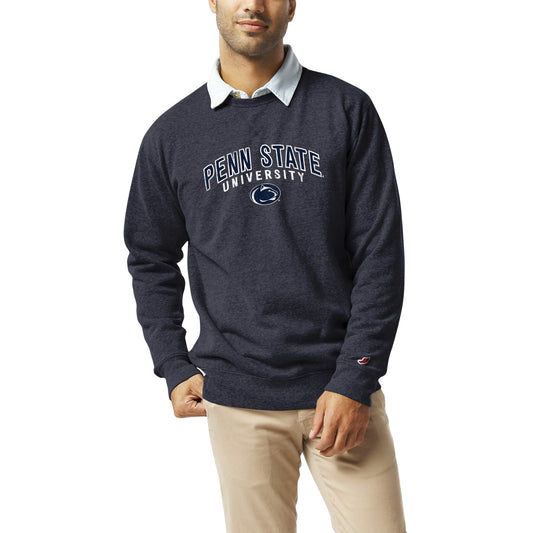 Men's League Collegiate Wear  Heather Navy Penn State Nittany Lions  Heritage Tri-Blend Pullover Sweatshirt