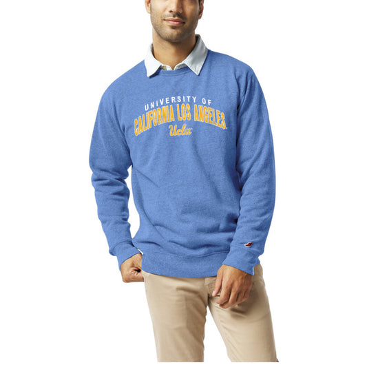 Men's League Collegiate Wear  Heather Powder Blue UCLA Bruins  Heritage Tri-Blend Pullover Sweatshirt