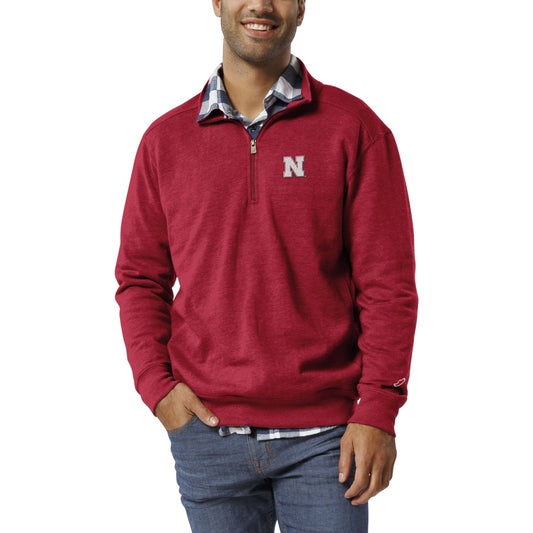 Men's League Collegiate Wear  Scarlet Nebraska Huskers  Heritage Tri-Blend Quarter-Zip Pullover Sweatshirt