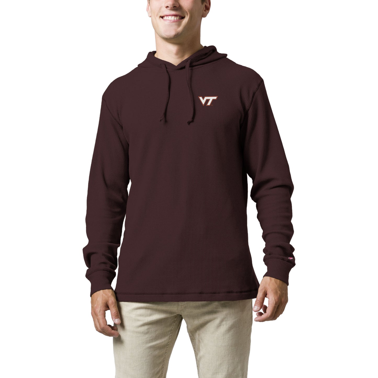 Men's League Collegiate Wear  Maroon Virginia Tech Hokies  Waffle Knit Pullover Hoodie