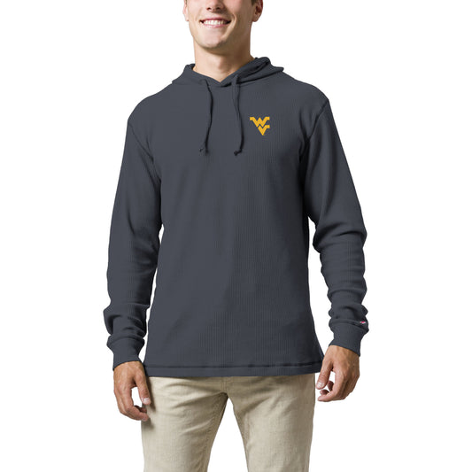 Men's League Collegiate Wear  Navy West Virginia Mountaineers  Waffle Knit Pullover Hoodie