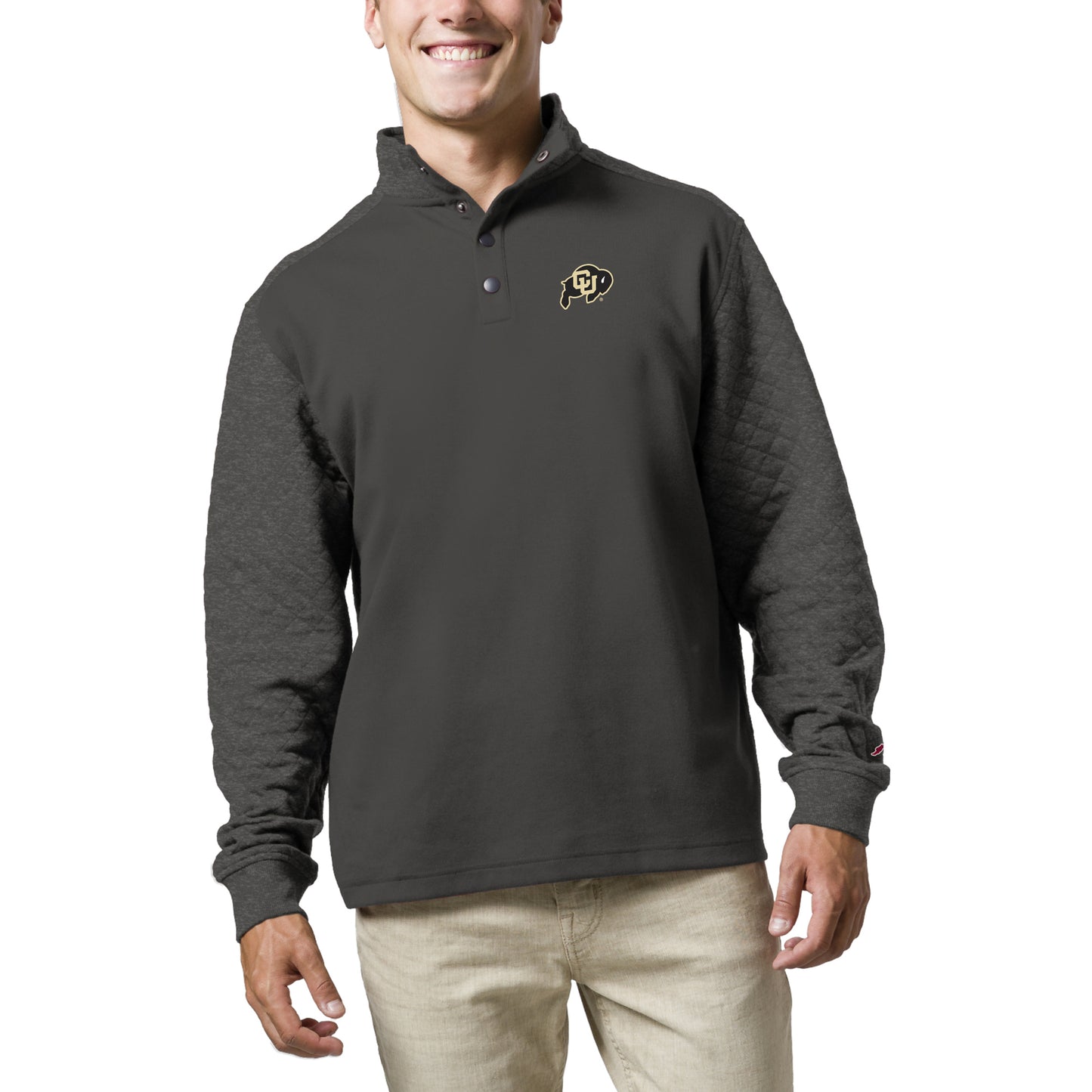 Men's League Collegiate Wear  Charcoal Colorado Buffaloes  Fleece Quarter Snap Up Pullover Sweatshirt