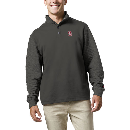 Men's League Collegiate Wear  Charcoal Stanford Cardinal  Fleece Quarter Snap Up Pullover Sweatshirt