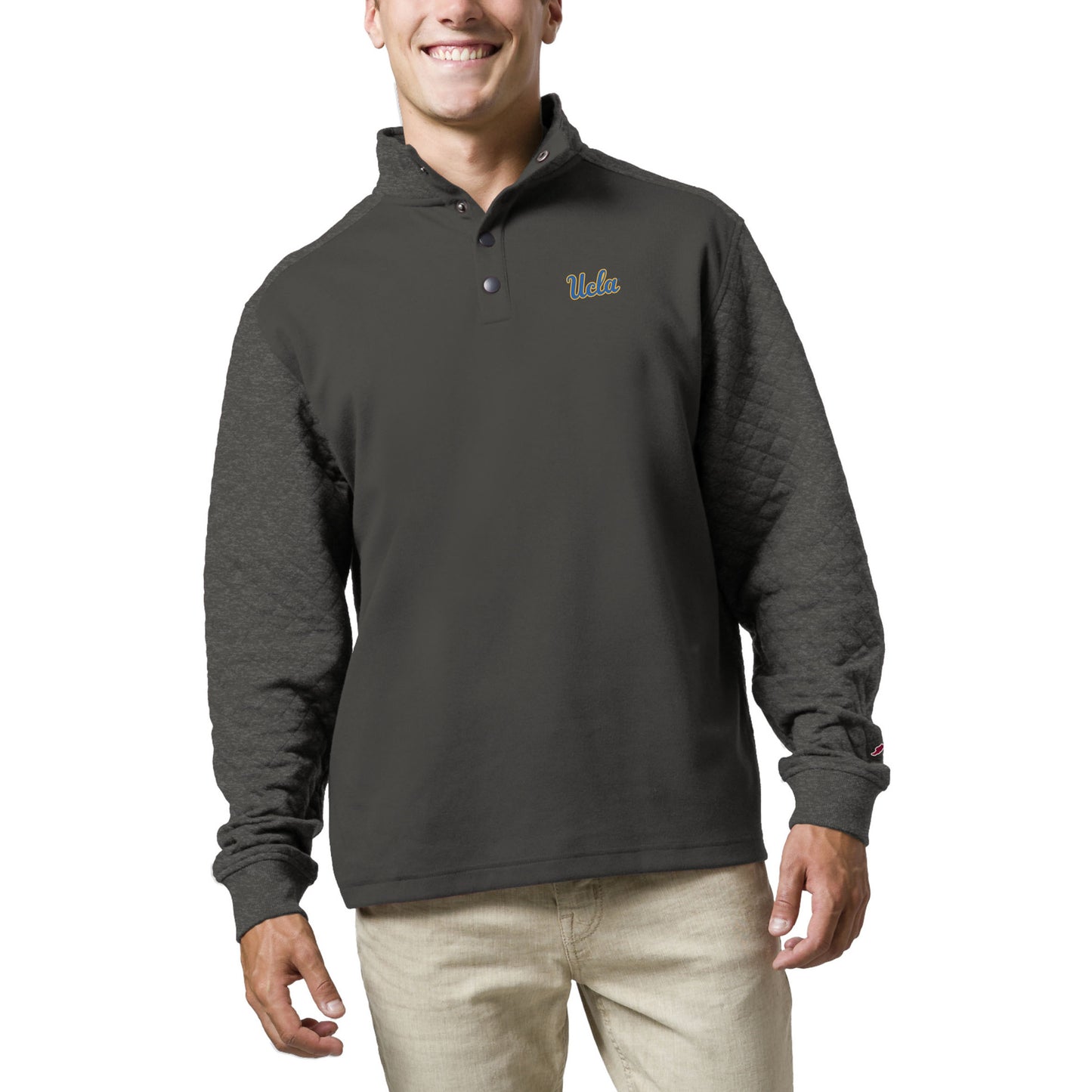 Men's League Collegiate Wear  Charcoal UCLA Bruins  Fleece Quarter Snap Up Pullover Sweatshirt